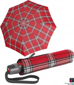 Knirps T.200 Medium duomatic červené káro plně automatický deštník