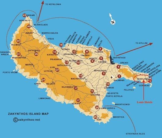 Map of Zakynthos