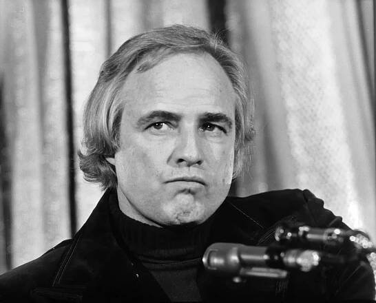 NEW YORK, NY  NOV 26: Marlon Brando attends the First Gala Benefiting the American Indian Development Association at the Waldorf Astoria Hotel on November 26, 1974 in New York City. (Photo by PL Gould/IMAGES/Getty Images)