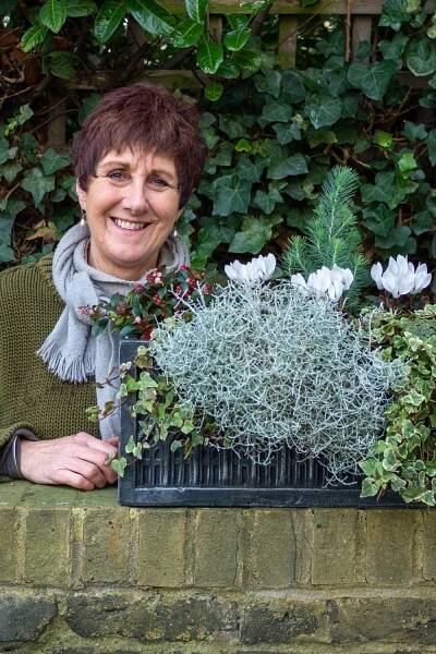 Jane Beedle, cookery teacher and garden designer with her winter pots #garden #containergarden #middlesizedgarden #backyard