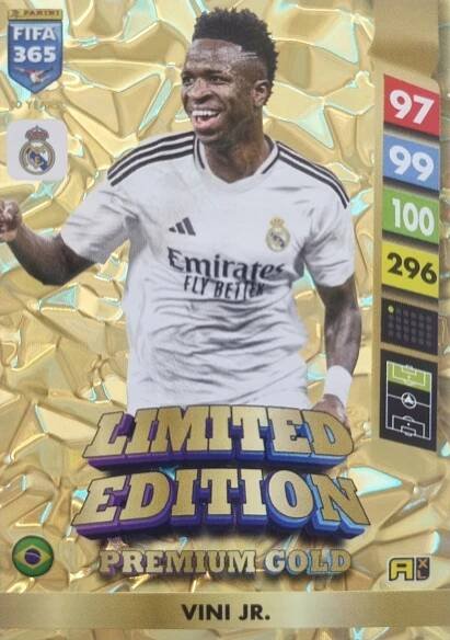PANINI FIFA 365 2025 LIMITED PREMIUM GOLD VINI JR. VINICIUS REAL MADRID