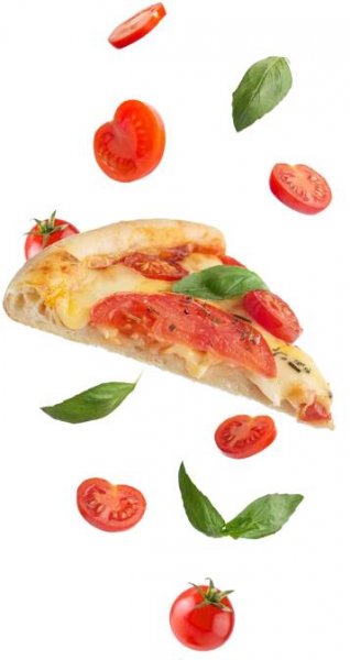 létající plátek pizzy margherita s rajčaty a bazalkou - pizza - stock snímky, obrázky a fotky