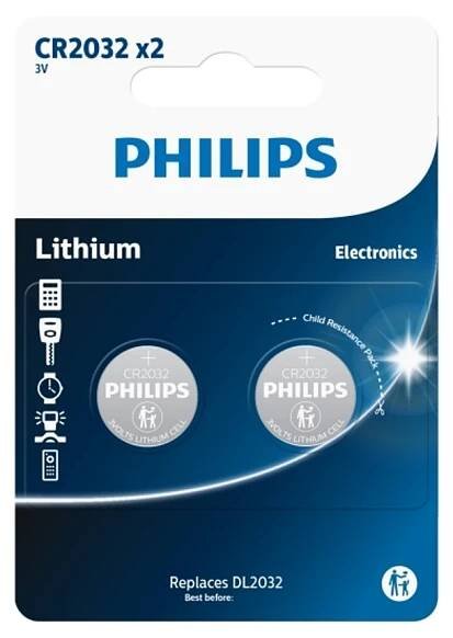 PHILIPS CR2032P2/01B knoflíková baterie 2 kusy