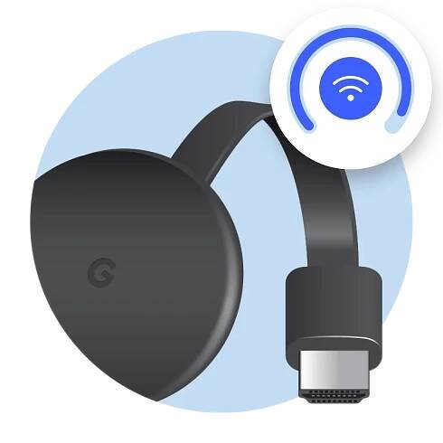 A Chromecast device that uses a VPN connection to access home TV shows while abroad
