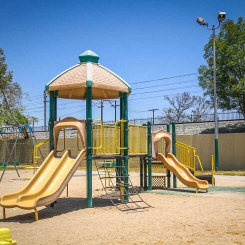 Playground on a rubber turf