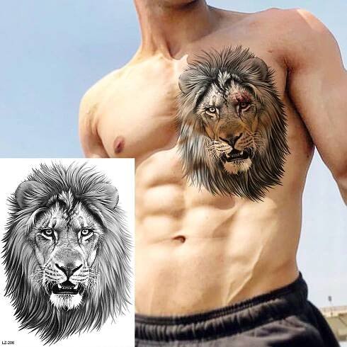 Černá Spartan Dočasná tetování pro muže Chlapci Lev Rytíř Vlk Lebka Kompas Tiger Falešné tetování Nálepka Tetování na paži Vodotěsné
