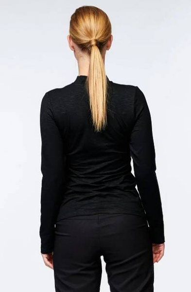 Dámské černé tričko s dlouhými rukávy a stojáčkem 7871 - Draps.cz ❤️ - české oblečení