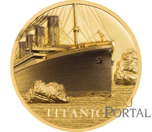 Exkluzivní zlatá mince 1 Oz Titanic (110. výročí) (v minci je vsazeno skutečné uhlí z Titanicu) 2022 Color PROOF