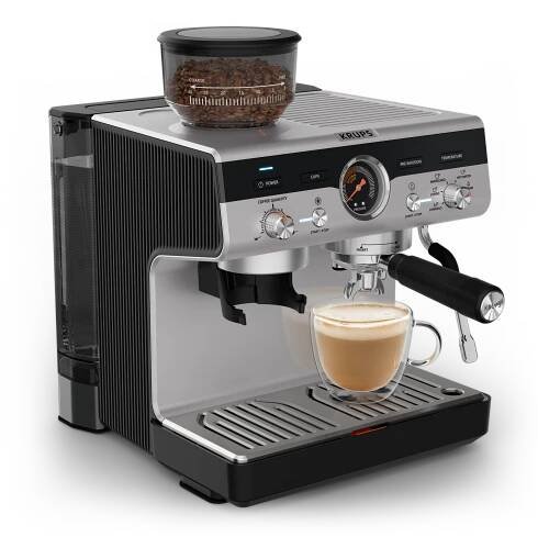 Pákový kávovar s mlýnkem KRUPS Precision XP801T10 Černá/Nerez