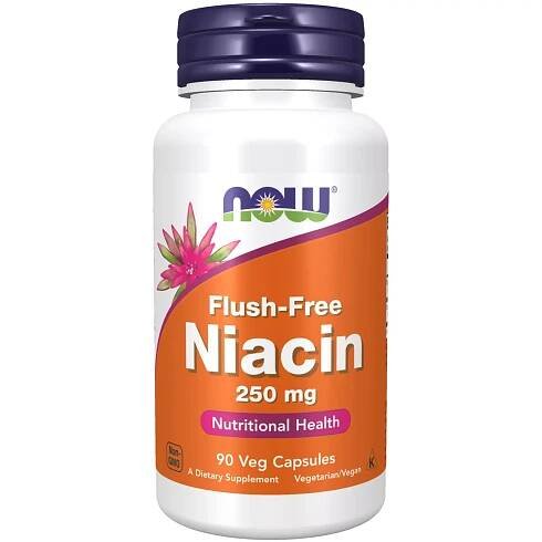 Flush-Free Niacin 250 mg 90 kapslí Veg NOW Food's NIACIN Doplněk stravy