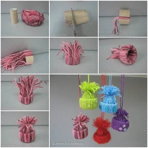 Creative Ideas - DIY Cute Yarn Winter Hat Ornaments | iCreativeIdeas.com Follow Us on Facebook --> https://www.faceb… | Xmas crafts, Christmas crafts, Christmas diy