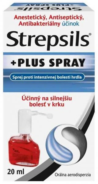 Strepsils Plus Spray 2,23 mg/ml + 4,46 mg/ml + 6,0 mg/ml orálny sprej, roztok