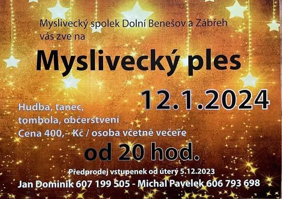 Pozvánka na ples Dolní Benešov