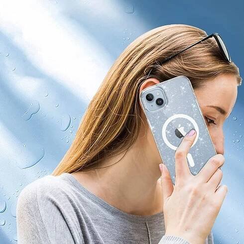 POUZDRO TŘPYTIVÉ MAGSAFE NA IPHONE 14 / 13 Kód výrobce Crystal Przezroczyste Brokatowe Glitter