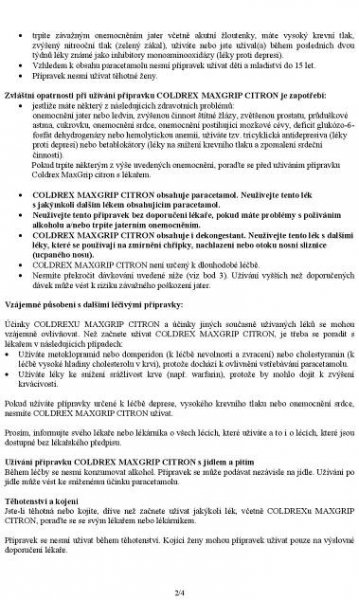 Příbalový leták Coldrex MaxGrip Citron - Zbozi.cz