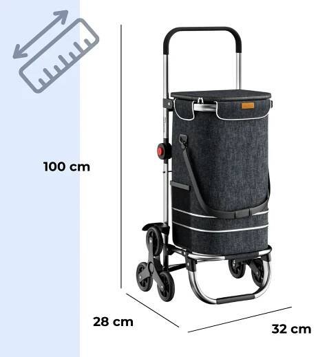 Jurhan Nákupní taška na kolečkách do schodů COMFORT, 50l, černá