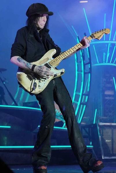Mick Mars performs onstage during The Stadium Tour at Nationals Park on June 22, 2022 in Washington, DC.