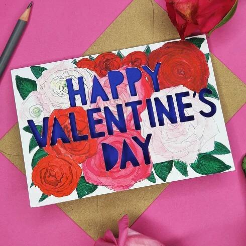 'Happy Valentine's Day' Paper Cut Valentine's Card