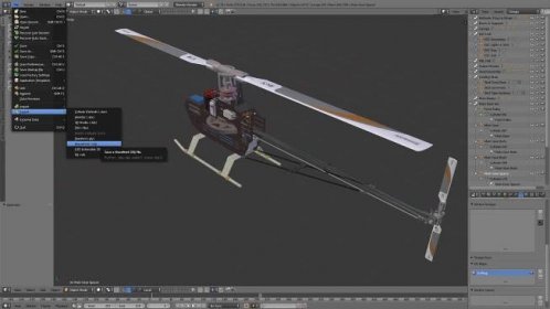 Model helicopter being exported from Blender.
