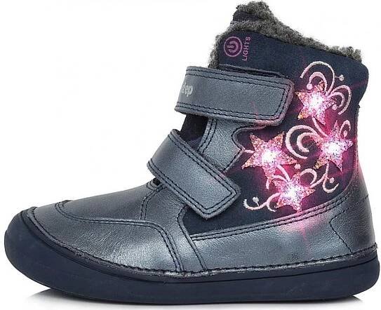 Dívčí zimní kožené blikací boty D.D.step W078-320B