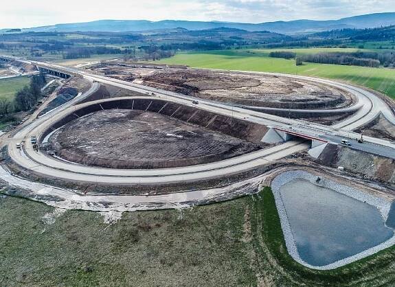 Práce na stavbě S3 k českým hranicím. Foto: Geoinżynieria drogi mosty tunele - GDMT