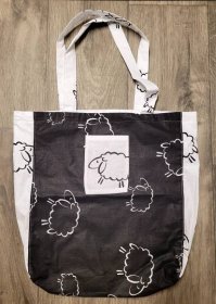 Plátěná taška černo bílá s ovečkami 2
