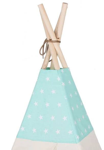 Teepee stan pro děti SPRINGOS Zelený s hvězdami