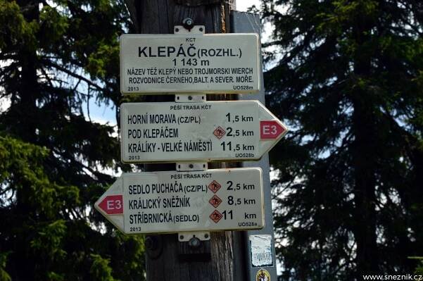 Králický Sněžník - Rozcestník "Klepáč (rozhledna)" 1143 m n.m.