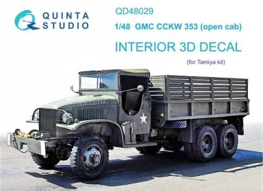1:48 GMC CCKW 353 (open cab) 3D-Printed & coloured Interior on decal paper (Tamiya)