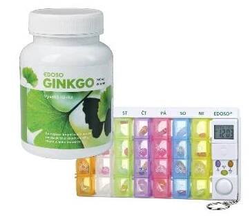 Ginkgo Biloba EDOSO 240 mg, 60 tablet + Týdenní dávkovač léků s alarmem EDOSO