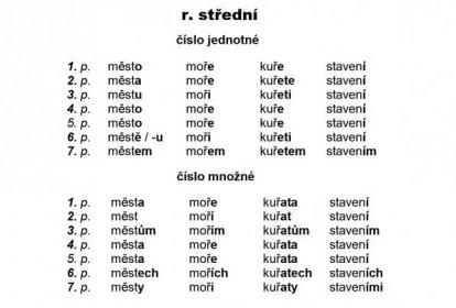 Opakování - vzory podstatných jmen rodu středního :: zs_montessori_slany_2_trojroci