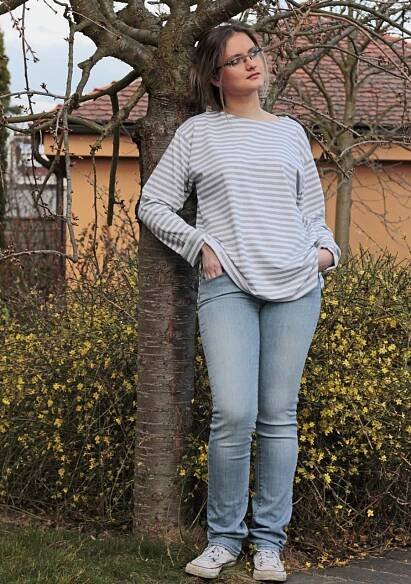 Šedobílé maxitriko - dlouhý rukáv