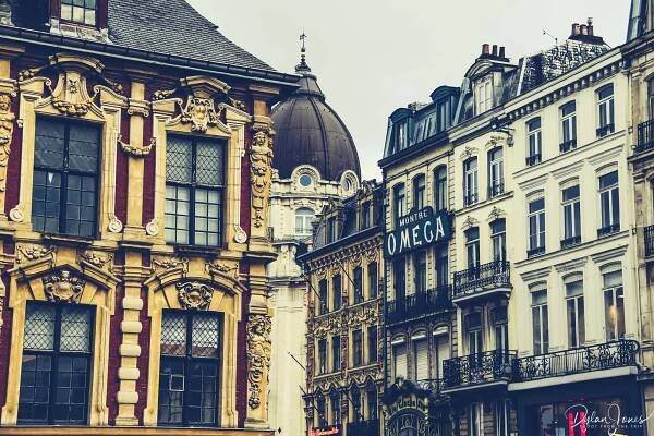 Close up building details around the grand place in lille