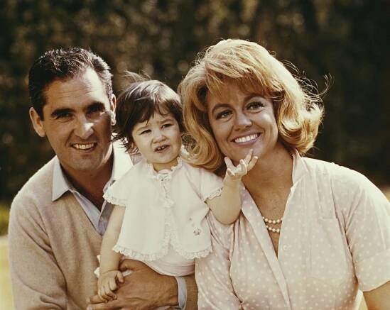 Dorothy Malone With Her Husband Jacques Bergerac And Their Daughter Mimi, 1960.