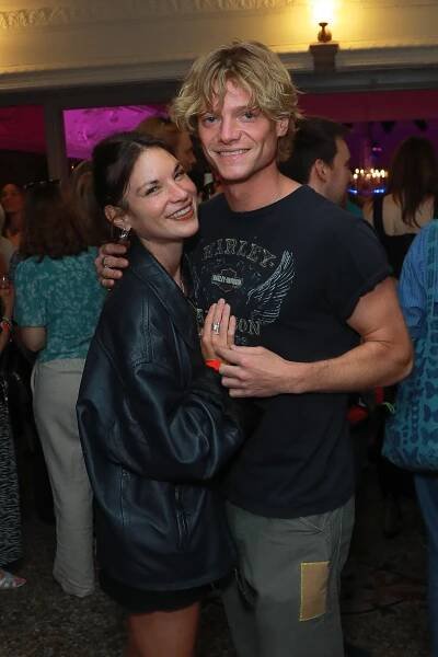 Amy Allen and Tom Rhys Harries at an album launch.