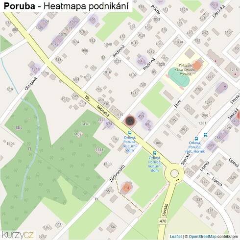 Mapa Poruba - Firmy v části obce.