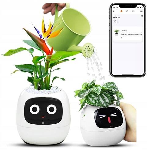 Inteligentní květináč IVY SMART PLANTER, obal na květináč PLANTSIO, BÍLÝ