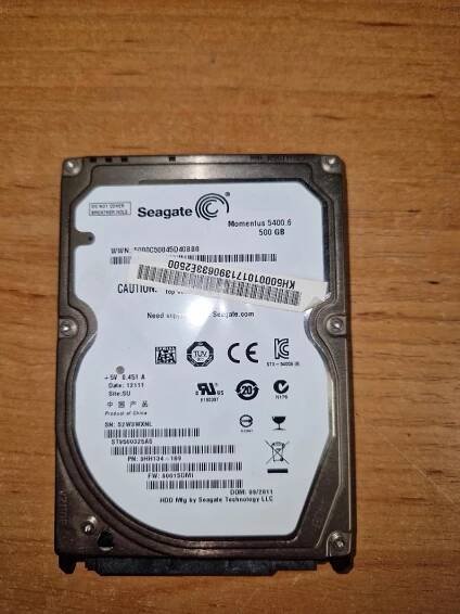 HDD SEAGATE ST9500325AS 2,5'' 500GB SATA - Počítače a hry