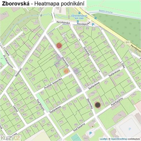 Mapa Zborovská - Firmy v ulici.