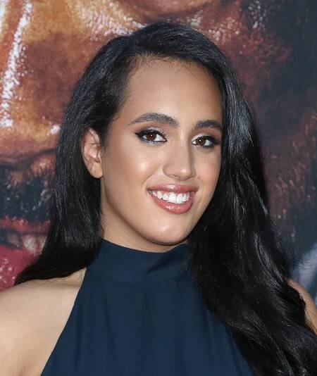 Simone Garcia Johnson at the Skyscraper film premiere.