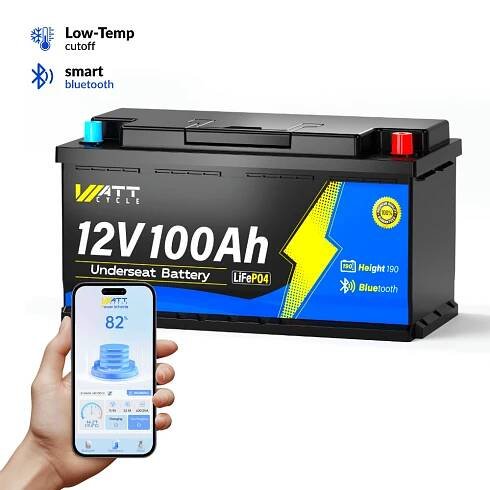 72H Flash SaleWattCycle 12V 100Ah Camper Leisure Battery with Bluetooth