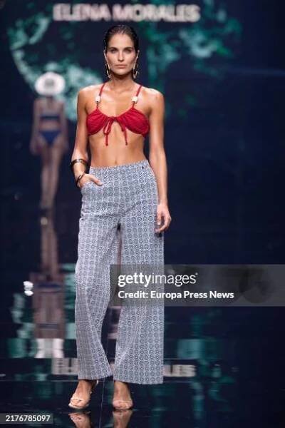 Model and a girl during the fashion show of Elena Morales at Gran Canaria Moda Calida, on October 4 in Las Palmas de Gran Canaria, Gran Canaria,...