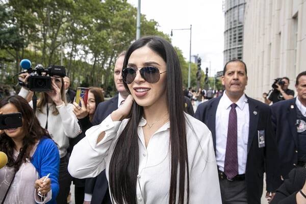 Emma Coronel Aispuro leaving a court proceeding for her husband, Joaquin 'El Chapo' Guzman