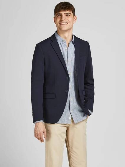 JACK & JONES Klasický střih Sako – modrá: přední strana