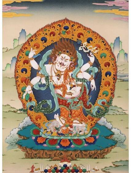 Tibetan White Mahakala Thangka Print