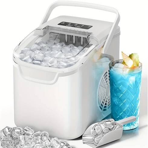 * * Ice Maker Coutertop, Pebble Ice Maker Machine with Operation, Small Crushed Ice Maker, Self-Cleaning, 33Lbs/ Day for Home