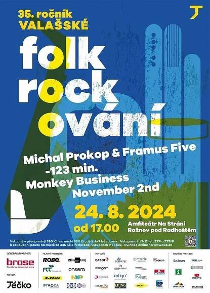 Valašské folkrockování 2024 v Rožnově pod Radhoštěm, plakát.