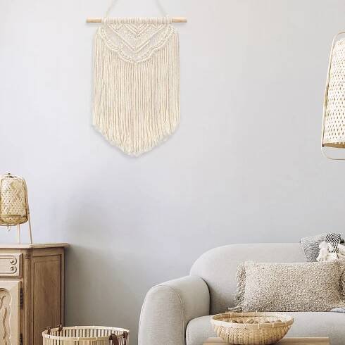 Závěsná dekorace macramé BOHO - ecru