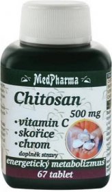 MEDPHARMA Chitosan 500 mg + vitamin C + skořice + chrom 67 tablet