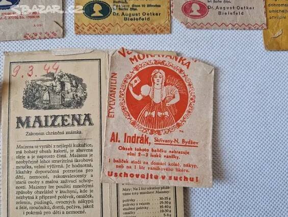 Staré reklamní sáčky přášek do pečiva aj 30-40léta